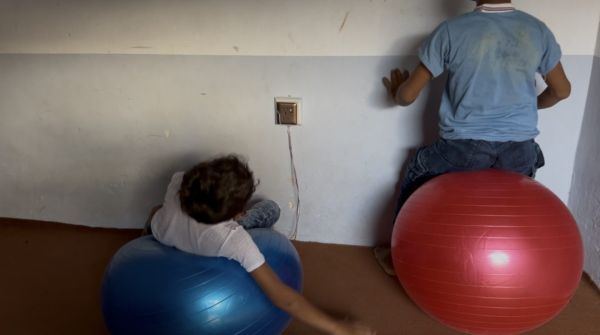 Ben And Fin Bouncing On Gym Ball