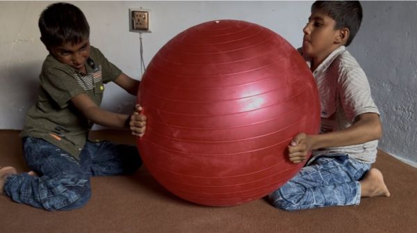 Muna And Roni Gym Ball Bouncing